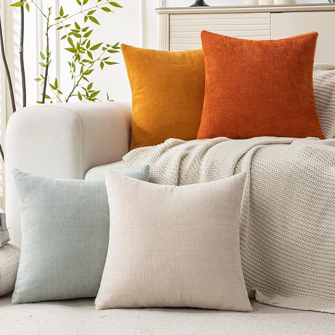 Set of 4 Soft Textured Decorative Throw Pillow Covers 18x18 Inch Cozy Farmhouse - Image 3