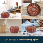Marrakesh Gallery Genuine Leather Round Pouf Unstuffed - Image 9