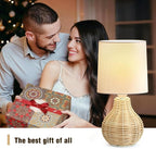 EJIAXIN Rattan Table Lamp Boho Lamps Set of 2-12.5" Mini Farmhouse Wicker Light - Image 6