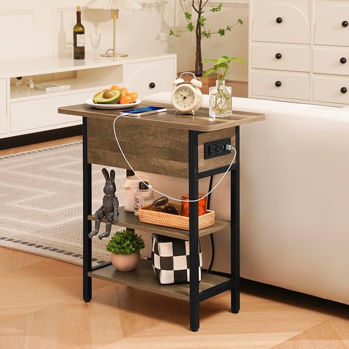 Yoobure End Table with Charging Station, Flip Top Side Table with USB Ports and - Image 4