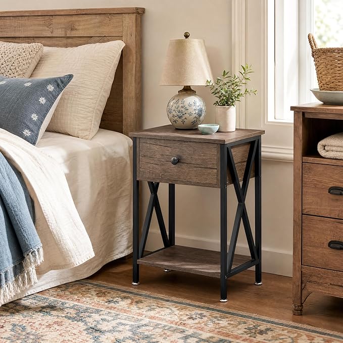 VECELO Nightstands Set of 2, Modern Bedside End Tables, Night Stands - Image 5