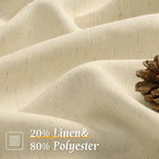 Semi Sheer Beige Linen Curtains 63 Inch Length - Image 2