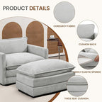 ROWHY Single Armchair with Ottoman, Modern Corduroy Cloud Couch with - Image 3