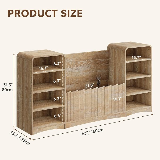 Shoe Cabinet with Bench, U-Shaped Shoe Storage Bench, Tall Shoes Cabinet with - Image 2