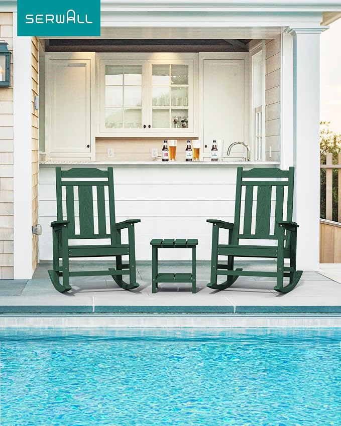 SERWALL HDPE Outdoor Rocking Chair Set of 6, Patio Rocking Chairs Set, Rocking - Image 8