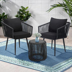 Kromax 3 Pieces Patio Rattan Bistro Conversation Set, Outdoor All-Weather - Image 2