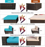 Tangkula 5 Pieces Patio Rattan Furniture Set, Outdoor Sectional Rattan Sofa Set - Image 4
