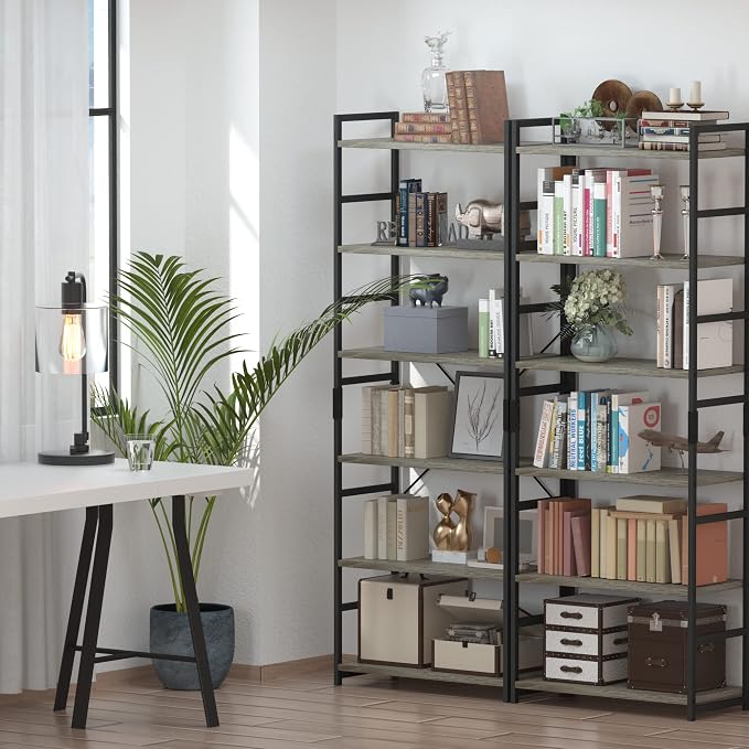 NUMENN 6 Tier Bookshelf, Tall Bookcase Shelf Storage Organizer, Modern Book - Image 4