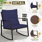 SUNCROWN 3 Piece Outdoor Rocking Bistro Set Brown Wicker Furniture Porch Chairs - Image 6