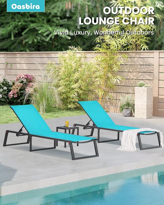 Aluminum Chaise Lounge Chair Outdoor, Foldable& No Assembly Patio Pool Lounge - Image 7