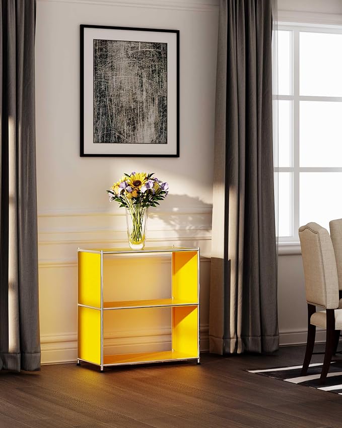 32-Inch 2-Tier Metal Bookcase, Open Shelf Storage Organizer - Image 8