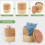 Wimarsbon Round Pouf Ottomans, Handwoven Natural Water Hyacinth Seagrass Pouffe - Image 3