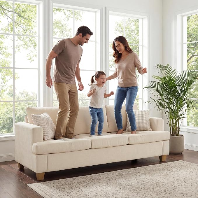 Apicizon 89" 3 Seater Modern Sofa, Chenille Couch - Image 4