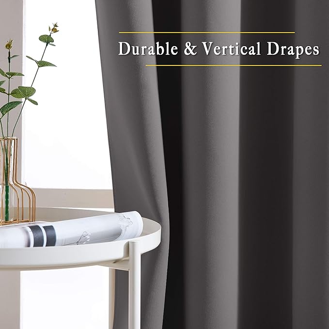 NICETOWN Grey Room Darkening Curtains Blackout 40 inch Curtains - Image 3