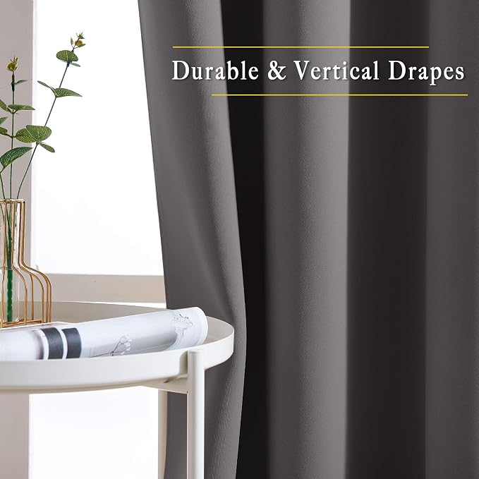 NICETOWN Grey Room Darkening Curtains Blackout 36 inch Curtains - Image 3
