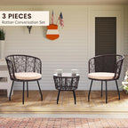 Kromax 3 Piece Bistro Set, Modern Outdoor Wicker Patio Furniture - Image 2
