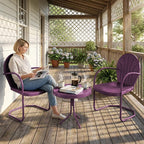 Patio Bistro Set Retro Metal Outdoor Seating Conversation 3 Pieces, 2 C-Spring - Image 4