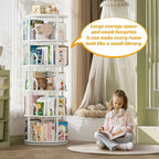 Aheaplus 5 Tier Rotating Bookshelf Tower, 360 Display Spinning Bookcase - Image 3
