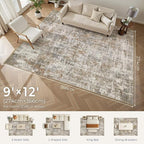 DMOYEST Area Rug Living Room Rugs 9x12 Washable Abstract Carpet | Neutral - Image 2