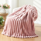 NEWCOSPLAY Fleece Ribbed Cozy Throw Blanket by NEWCOSPLAY