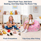 Lukeight Unicorns Stuffed Animals Storage Bean Bag Chair Cover - Image 6
