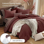 Monbix Full Size Comforter Set, Dark Red Bedding Comforter - Image 3