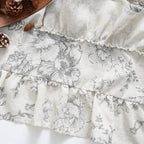 jinchan Ruffled Floral Valance Gray Shabby Chic Small Window Curtain 18 Inch - Image 7