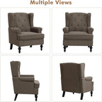 Accent Chair Set of 2, Mid Century Modern Fabric Wingback Chair, Upholstered - Image 9