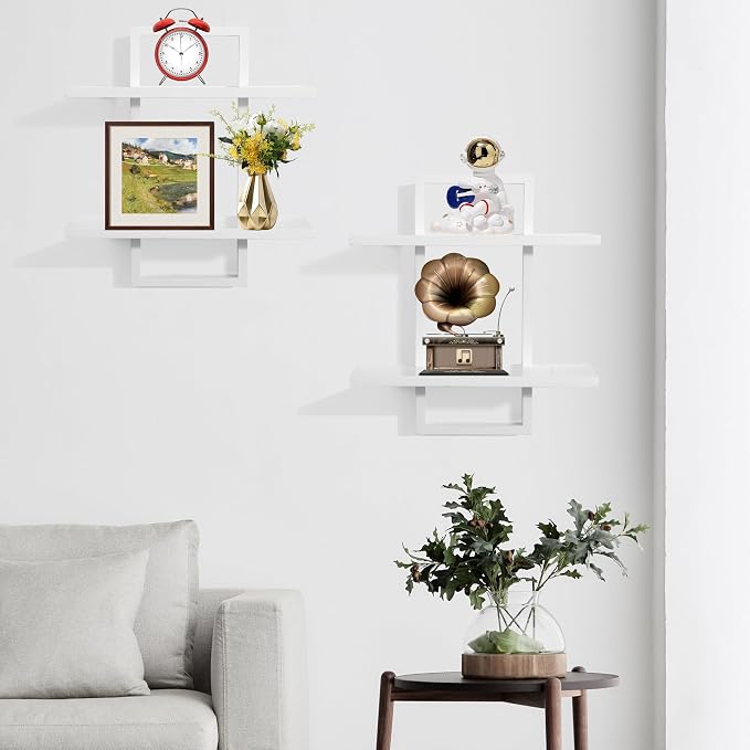 PHOENANCEE Floating Shelves for Wall, Display Hanging Shelf Set of 2, Modern - Image 4