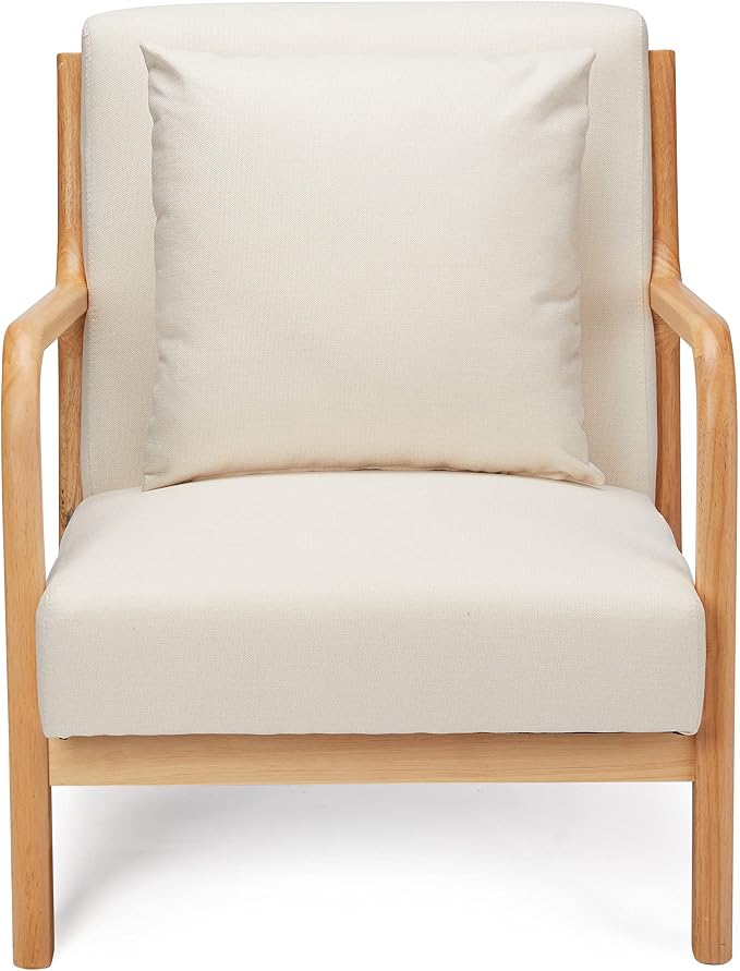 JOMEED Oak Wood Frame Mid Century Modern Accent Leisure Chair - Image 6