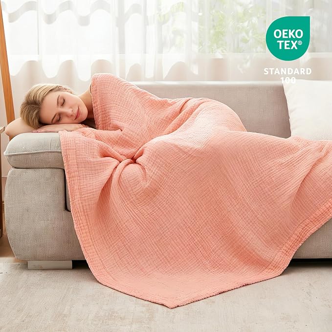 EMME Muslin Blankets for Adults Throw Blanket for Couch Breathable Gauze Soft - Image 5