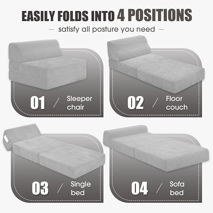 Kasunpul Folding Sofa Bed with Pillow, Memory Foam Fold Out Chair Bed, - Image 5
