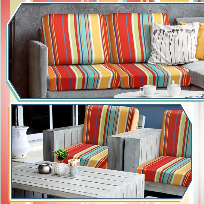 Geyoga 8 Pcs Patio Stretch Sofa Cushion Covers Outdoor Cushion Covers - Image 3