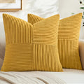 MIULEE Mustard Yellow Decorative Euro Sham Pillow Covers 24x24 Inch 2 Pack | by MIULEE