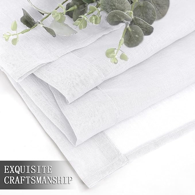 Tollpiz Short Sheer Curtains Linen Textured Bedroom Curtain Sheers Light - Image 7