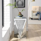 Inverted Triangular Mirror Square End Table, Crystal Diamond Inlaid Coffee Table - Image 3