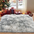Fluffy Small Rug for Bedroom 2x3 Feet, Shag Soft Area Rug, Tie Dye Grey | by PIONBLANK