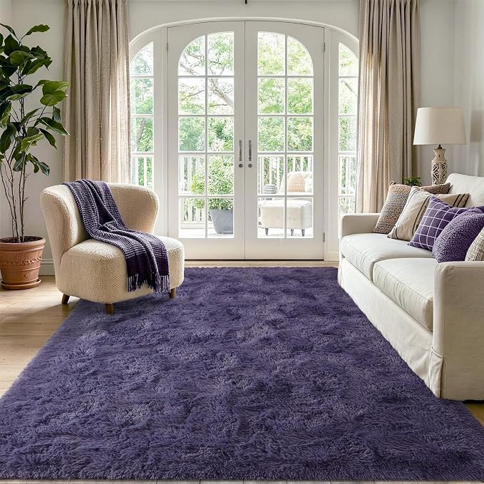 4'x5'3'' Taro Purple Fluffy Soft Area Rug Non-Slip - Image 2