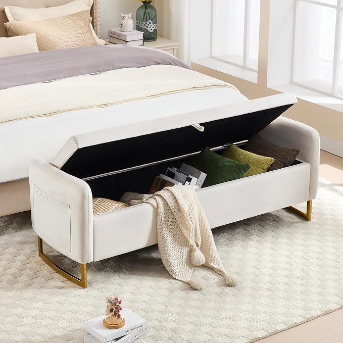 48" End of Bed Bench, Modern Storage Benches - Image 7
