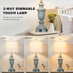Cinkeda 25.6" Blue Table Lamps Set of 2 - Image 2