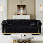 DAMAIFROM Velvet Couch Black and Gold Sofa Luxury Loveseat 84.6" Mid Century by DAMAIFROMFURNITURE