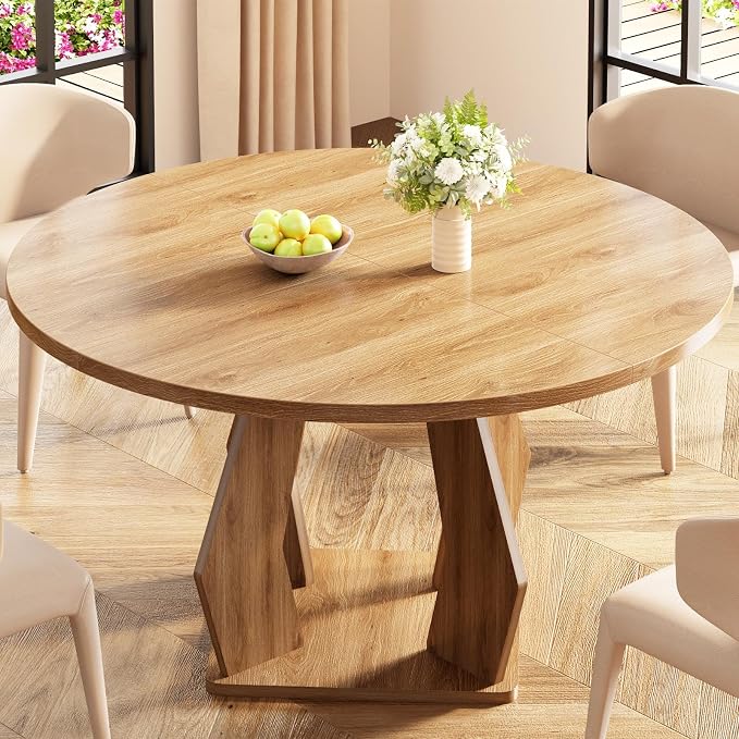 IBF Round Dining Table for 4-6 People, 47 Inches Dining Room Table by IBF