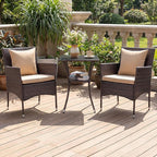 Tangkula 3 Pieces Patio Wicker Bistro Set, 2 Rattan Chairs w/ 2-Tier Tempered - Image 2