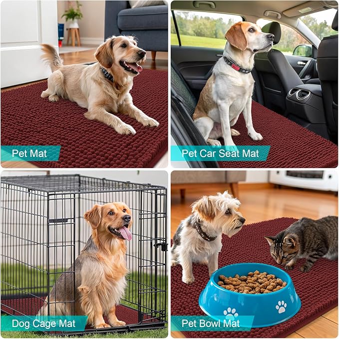 OLANLY Dog Door Mat for Muddy Paws 32x20, Super Absorbent Chenille Mud Mat | - Image 7