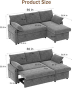 Sofa Bed, Apartment and Hotel, Dark Gray | Chenille Fabric - Image 2