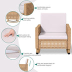 YITAHOME 3 Pieces Patio Wicker Rocking Chair Set, Outdoor Patio Furniture Set - Image 5