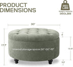 HUIMO 30-Inch Round Storage Ottoman, Modern Button Tufted Coffee Table - Image 2