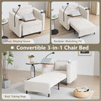 LEVNARY 3-in-1 Convertible Chair Pull Out Bed, Single Sofa Chair Sleeper - Image 3
