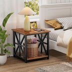 GreenForest End Table with 2-Tier Storage Shelf, 24 inch Large Side Table - Image 9