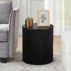 AVZEAR Small Round Side Table Fluted Night Stand Set of 2, Mid Century Modern - Image 3